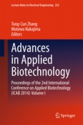 Advances in Applied Biotechnology : proceedings of the 2nd international conference on applied biotechnology (ICAB 2014)-volume II